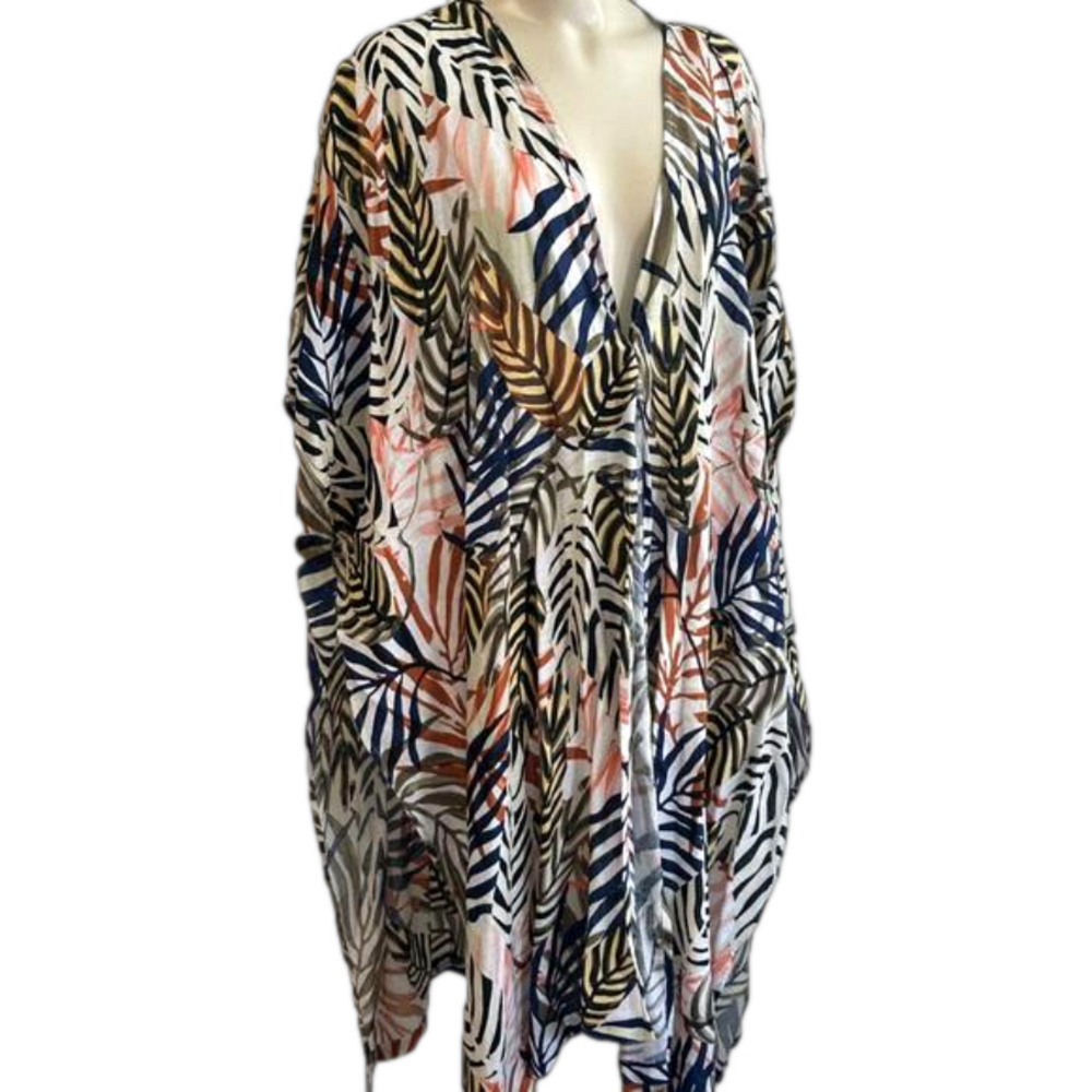Tahari Womens Linen Blend Tunic Coverup Beach Coastal Breathable OS